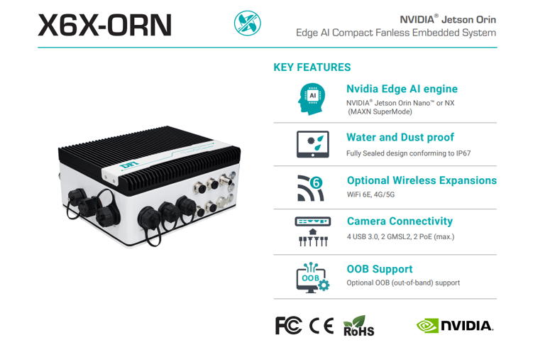 DFI X6X-ORN | NVIDIA Edge AI engine | IP67 | GMSL2 Support | OBB Support